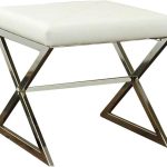 Coaster Home Furnishings Rita X-Cross Square Ottoman White and Chrome