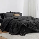 Love’s cabin Full Comforter Set Black, 7 Pieces Full Bed in a Bag, All Season Full Bedding Sets with 1 Comforter, 1 Flat Sheet, 1 Fitted Sheet, 2 Pillowcase and 2 Pillow Sham