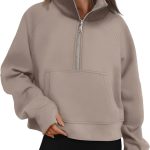 AUTOMET Womens Sweatshirts Half Zip Cropped Pullover Fleece Quarter Zipper Hoodies 2024 Fall Fashion Outfits Clothes