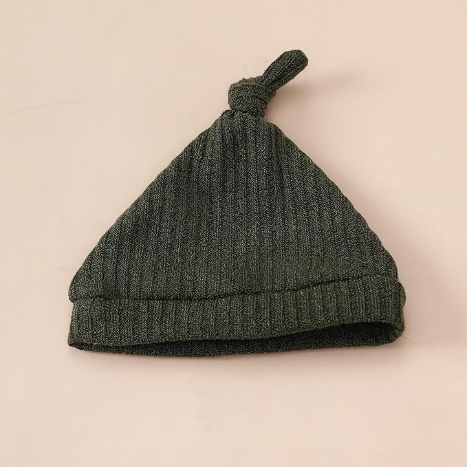 Infant Boys Girls 2 Pack Newborn Baby Romper Hat Ribbed Knit Long Sleeve Button Solid Bodysuit Jumpsuit with Hat