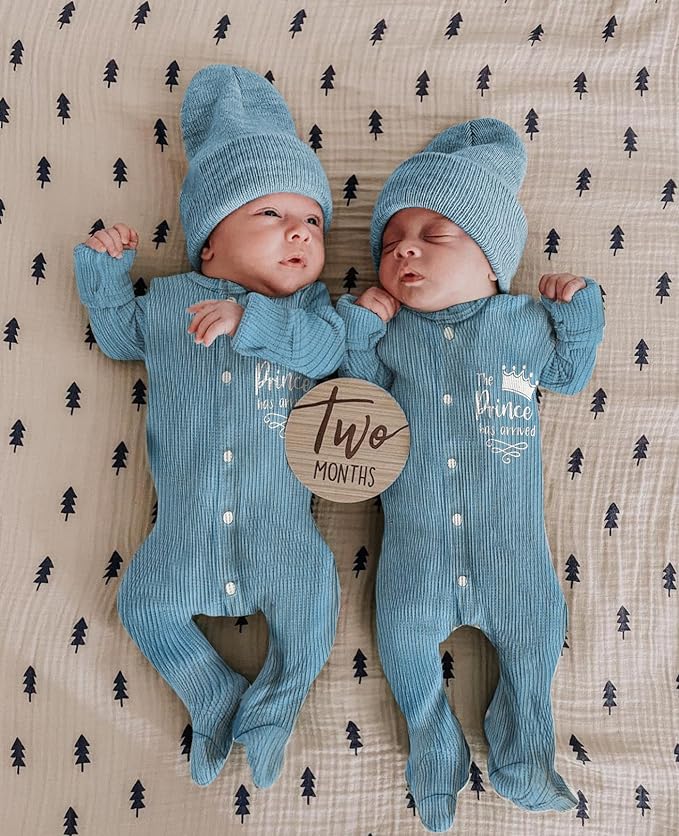 Newborn Infant Baby Boy Coming Homing Clothes Letter Print Button Knit Footed Romper Jumpsuit Hat Bibs 3pcs Outfit