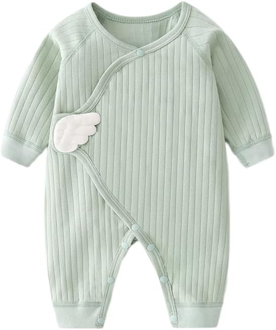 Newborn Baby Romper - Unisex Cotton Bodysuit for Infant Baby Boys Girls 3 Pack Long Sleeve Button Solid Jumpsuits
